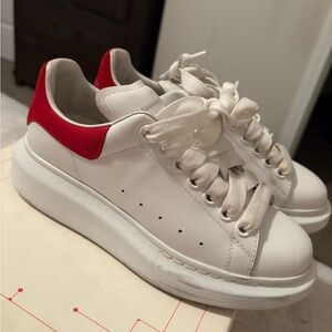 Alexander McQueen White and Red Leather Sneakers